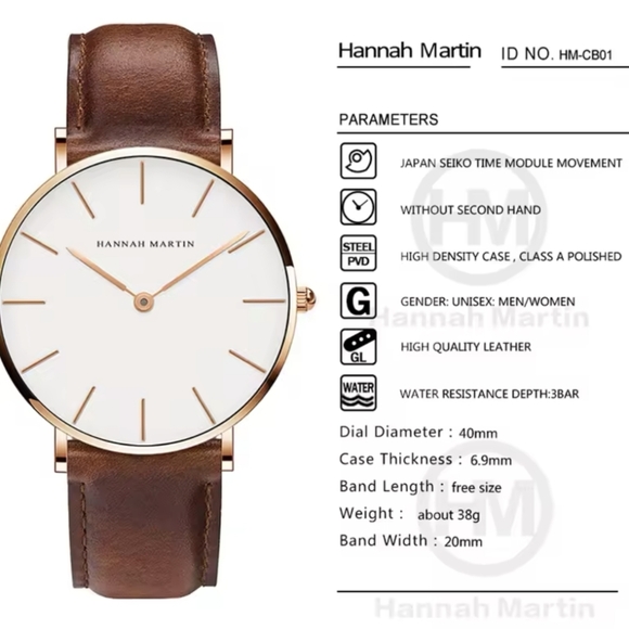 Elegant Brown Leather Strap Watch - Picture 4 of 8